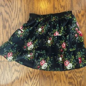 Black floral Loft skirt